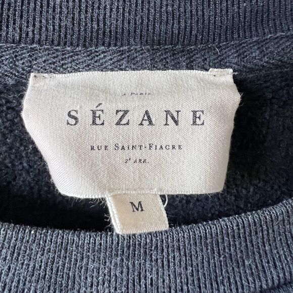 Sezane Sweatshirt Womens Medium Black Wild Wild Child Graphic Crewneck Pullover - Picture 7 of 10